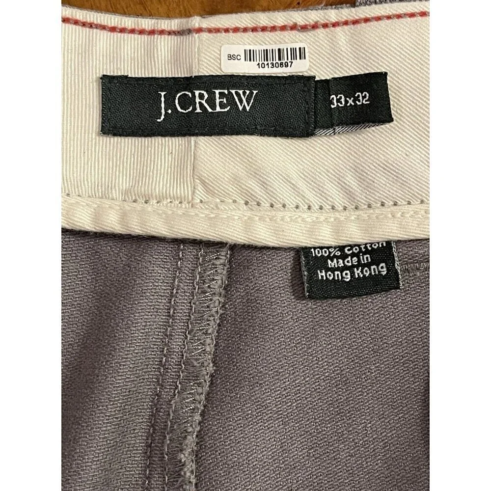 J Crew Men's Pants Gray Size 33x32 100% Cotton Casual Khakis Style 63083